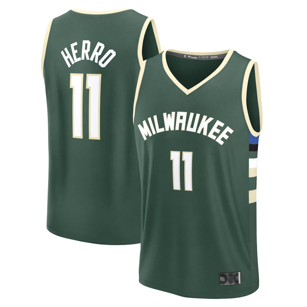 Kdoa M.Bucks #11 Tyler Herro Hunter Green Fast Break Replica Jerseys - Icon Edition