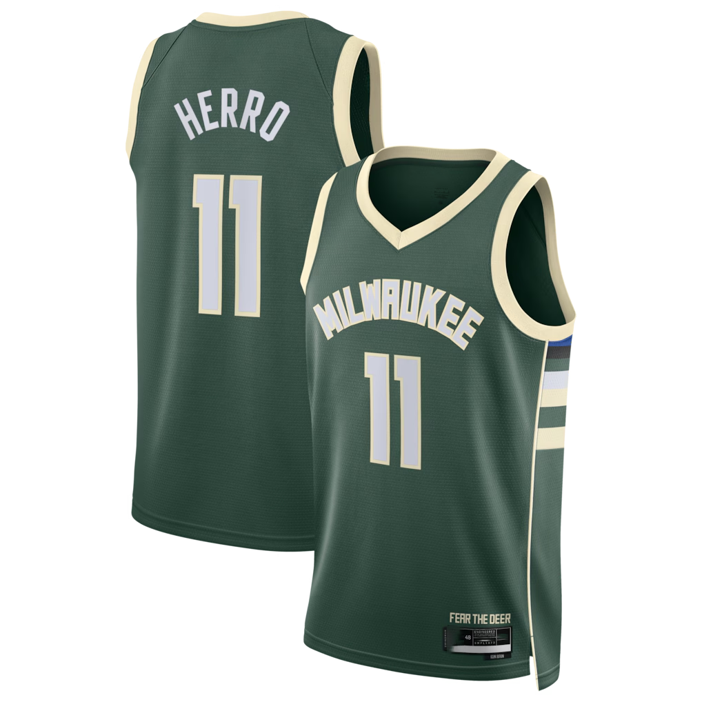 Kdoa M.Bucks #11 Tyler Herro Hunter Green Swingman Jerseys - Icon Edition