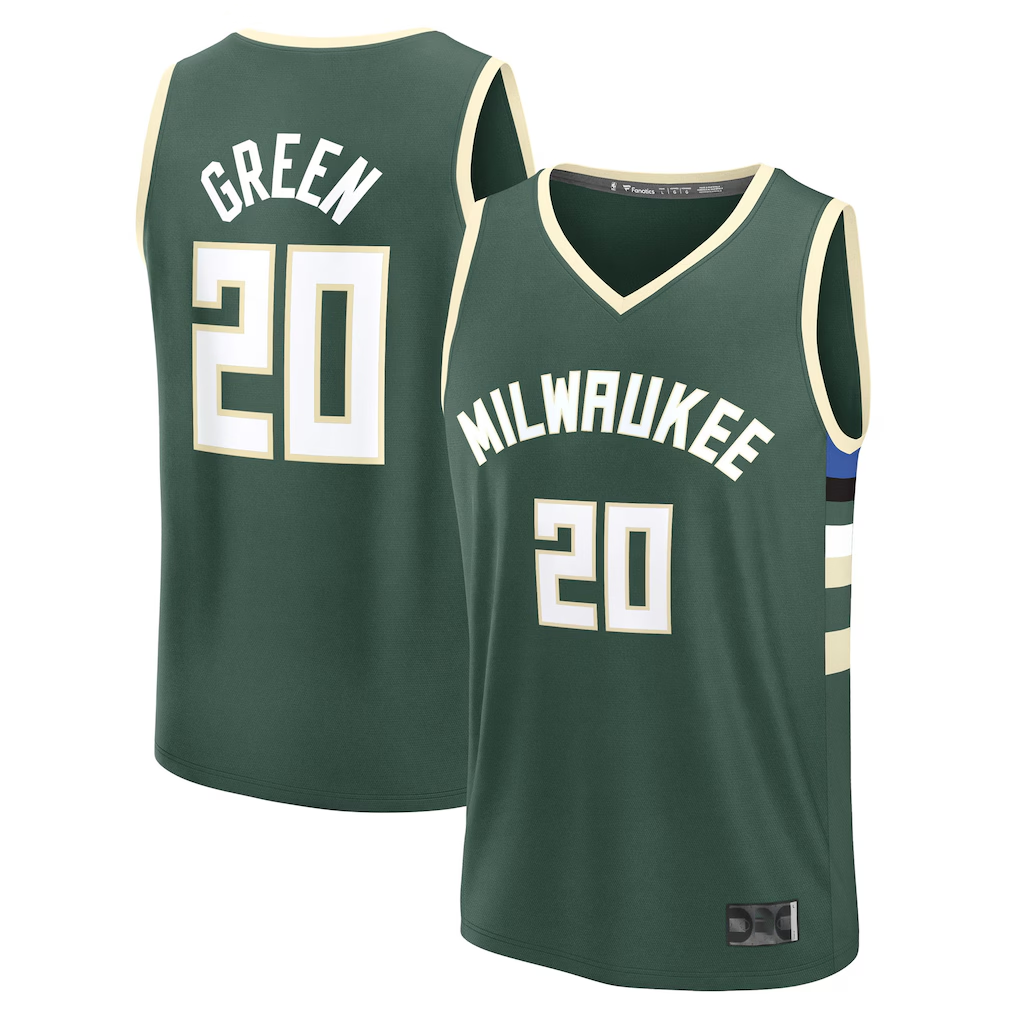 Kdoa M.Bucks #20 A.J. Green Hunter Green Fast Break Replica Player Jerseys - Icon Edition