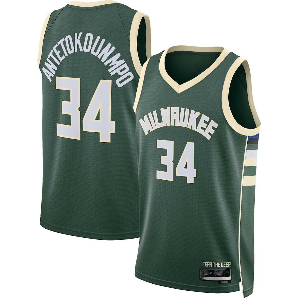 Kdoa M.Bucks #34 Giannis Antetokounmpo Hunter Green Swingman Jerseys - Icon Edition