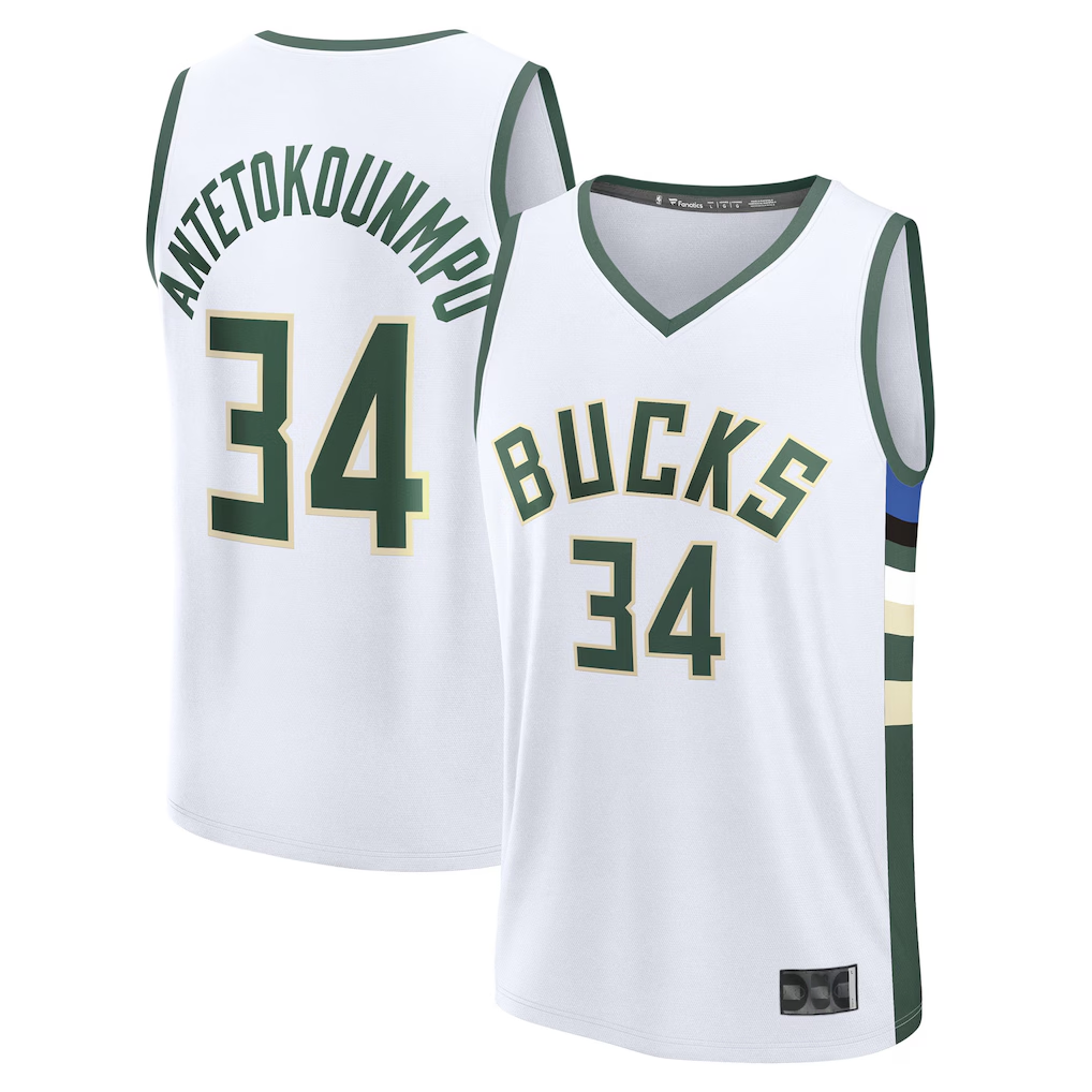 Kdoa M.Bucks #34 Giannis Antetokounmpo White Fast Break Replica Player Jerseys - Association Edition
