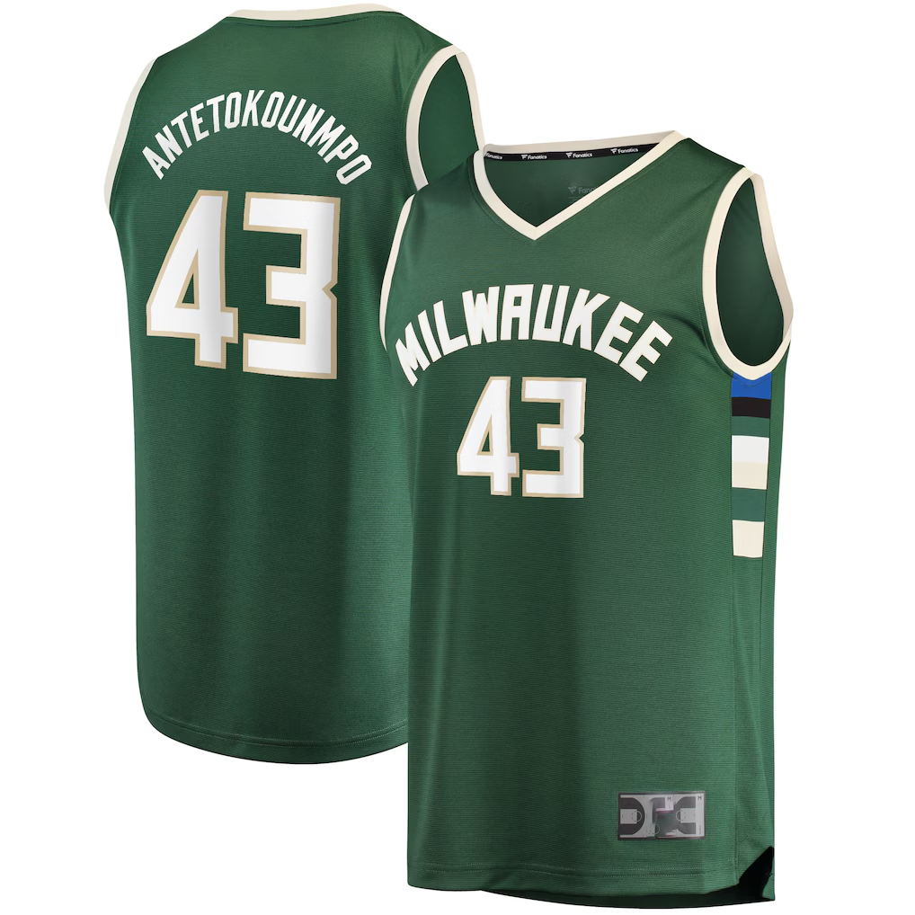 Kdoa M.Bucks #43 Thanasis Antetokounmpo Hunter Green Fast Break Replica Player Jerseys - Icon Edition