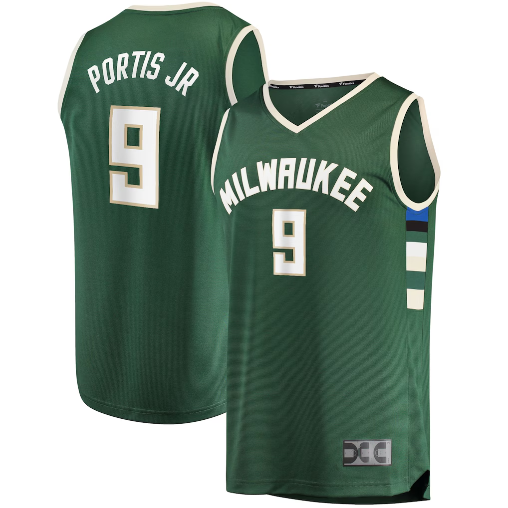 Kdoa M.Bucks #9 Bobby Portis Green Fast Break Replica Jerseys - Icon Edition