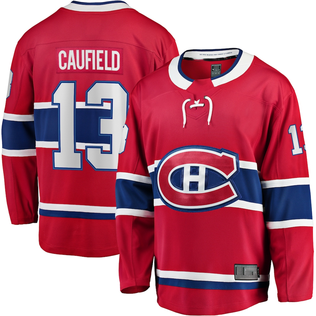 Kdoa M.Canadiens #13 Cole Caufield Red Home Premier Breakaway Player Jerseys