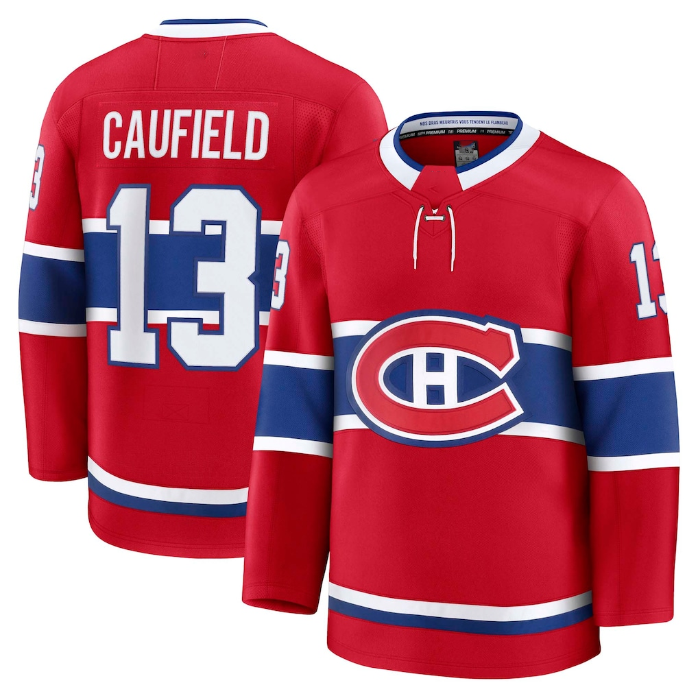 Kdoa M.Canadiens #13 Cole Caufield Red Home Premium Jerseys