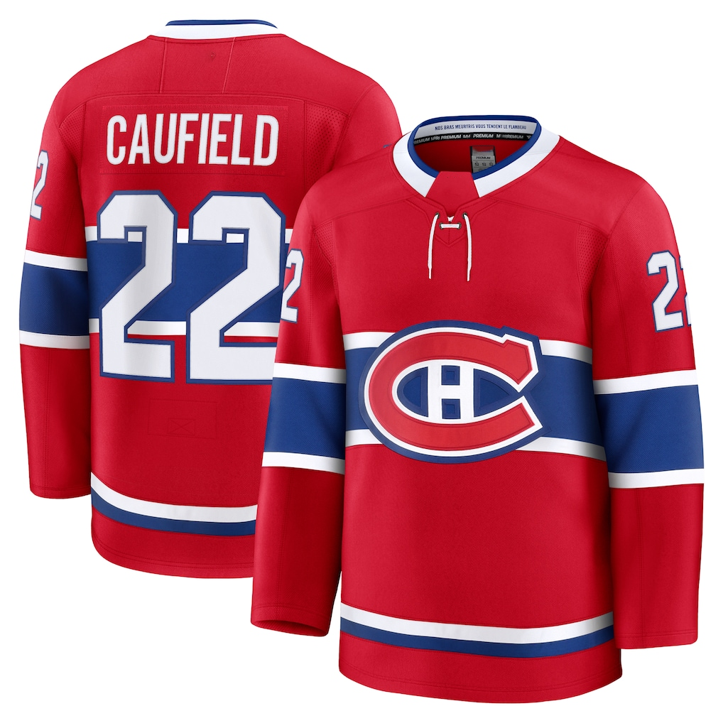 Kdoa M.Canadiens #22 Cole Caufield Red Home Premium Jerseys
