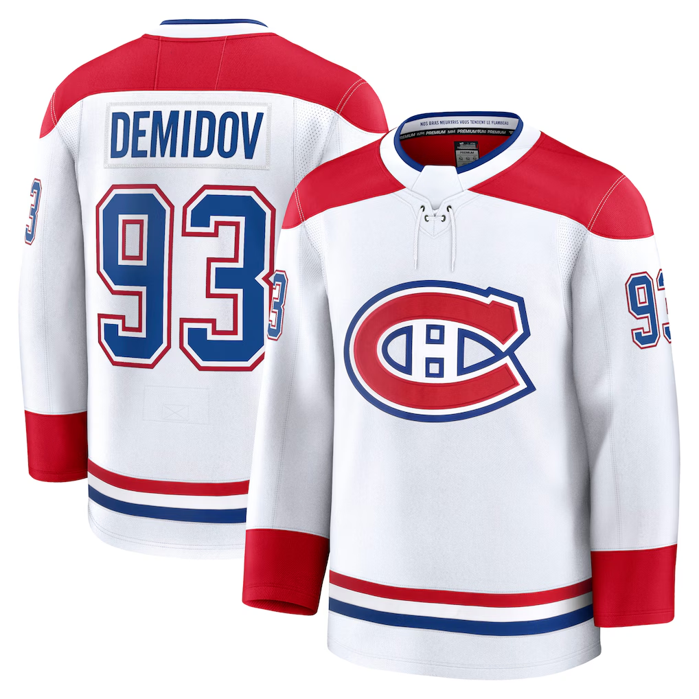 Kdoa M.Canadiens #93 Ivan Demidov White Away Premium Jerseys