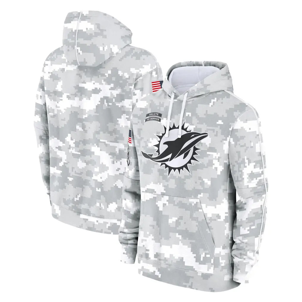 Kdoa M.Dolphins Arctic Camo Salute to Service Hoodies Limited Game Blank Player Stitched Jerseys