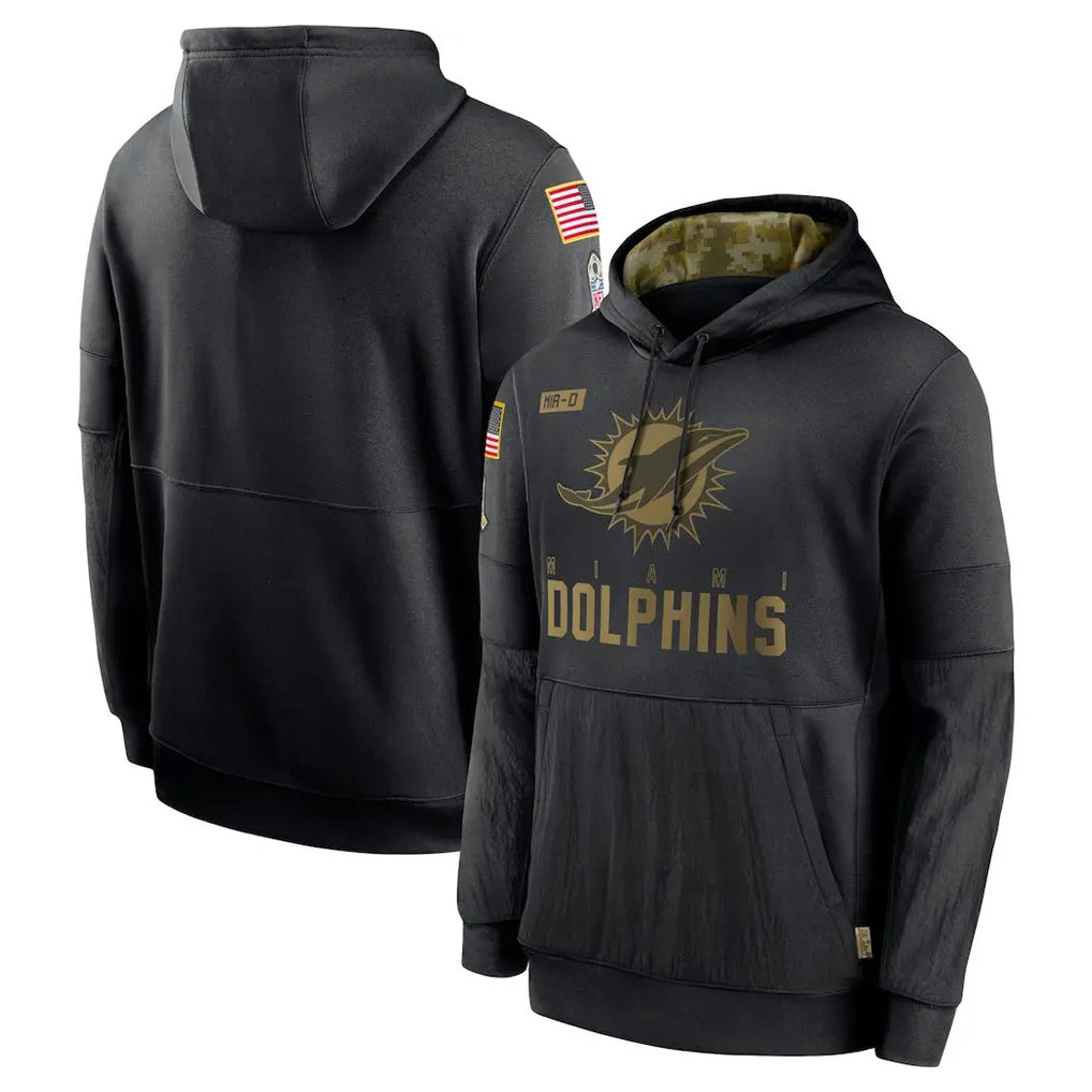 Kdoa M.Dolphins Black Salute to Service Hoodies Limited Game Blank Player Stitched Jerseys