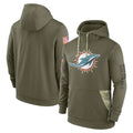 Kdoa M.Dolphins Olive Salute to Service Pullover Hoodies Home Game Blank Player Stitched Jerseys