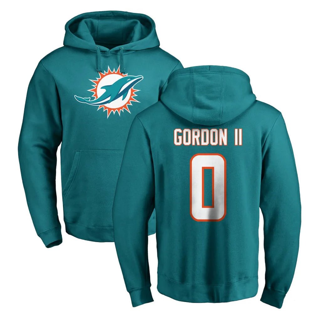 Kdoa M.Dolphins #0 Ollie Gordon II Player Aqua LOGO Pullover Hoodies Limited Stitched Jerseys