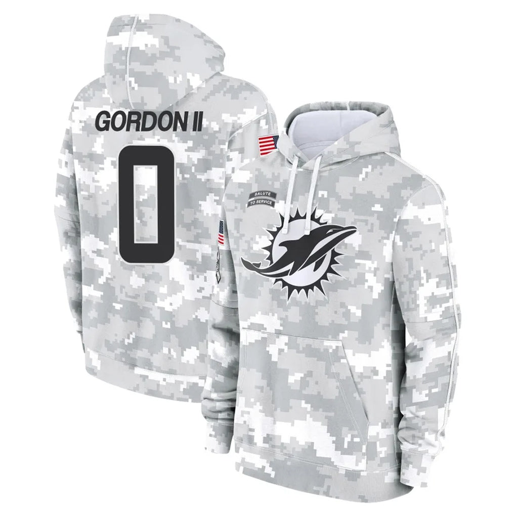Kdoa M.Dolphins #0 Ollie Gordon II Player Arctic Camo Salute to Service Hoodies Limited Game Stitched Jerseys