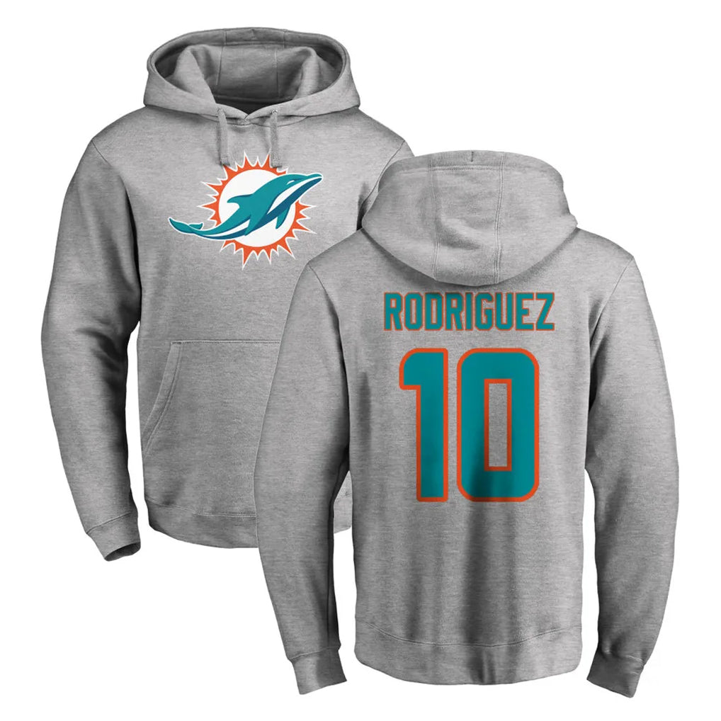 Kdoa M.Dolphins #10 Jacob Rodriguez Player Gray LOGO Pullover Hoodies Limited Stitched Jerseys