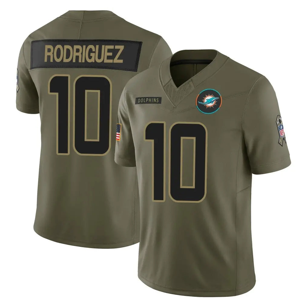 Kdoa M.Dolphins #10 Jacob Rodriguez Player Olive 2025 Salute To Service Limited Game Stitched Jerseys
