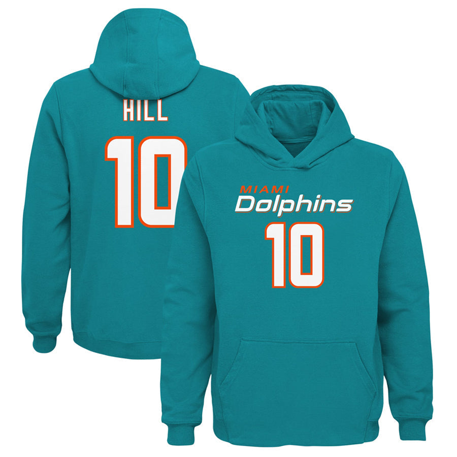 Kdoa M.Dolphins #10 Tyreek Hill Player Aqua Mainliner Pullover Hoodie Game Stitched Jerseys