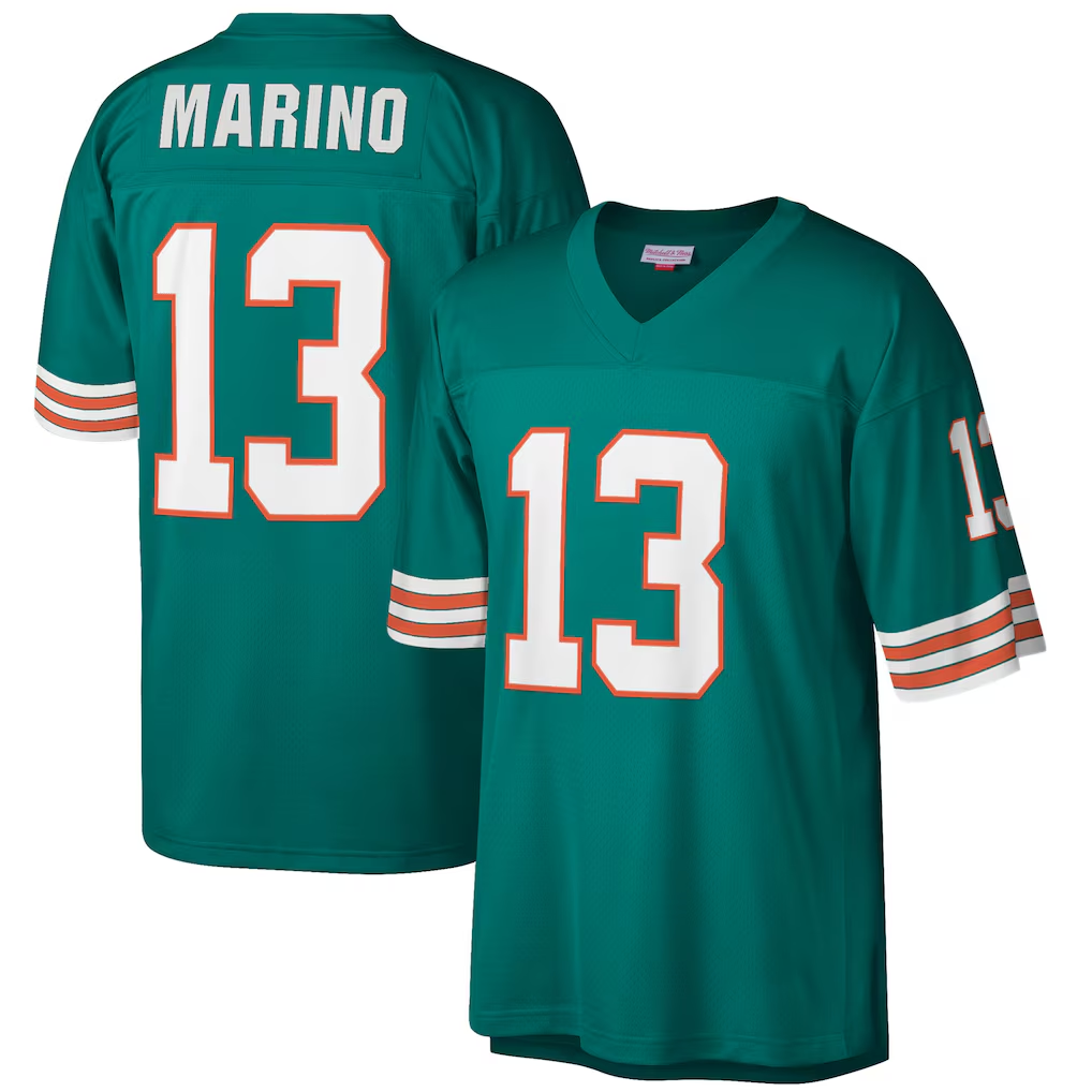 Kdoa M.Dolphins #13 Dan Marino Mitchell & Ness Aqua Big & Tall 1984 Retired Player Replica Stitched Jerseys