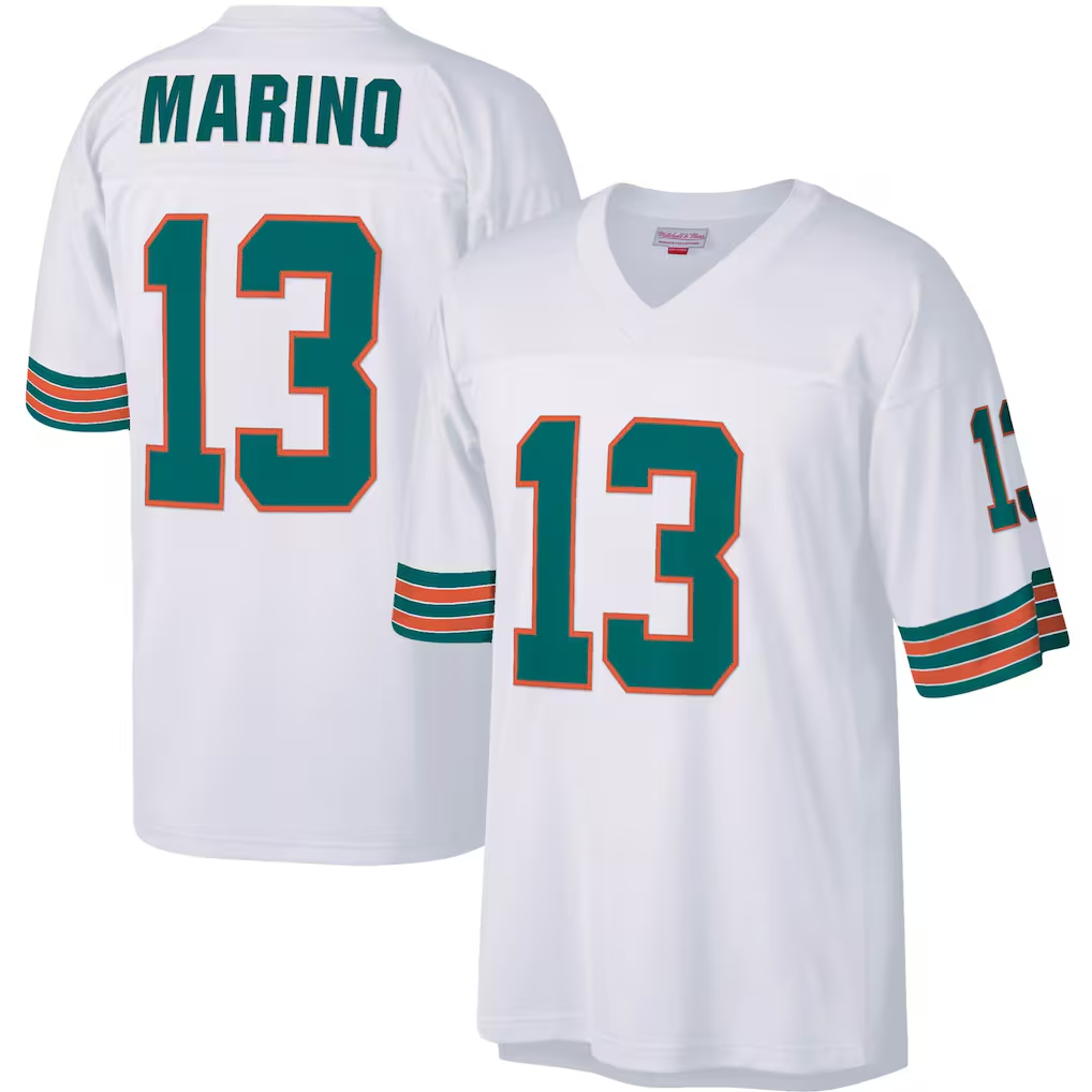 Kdoa M.Dolphins #13 Dan Marino Mitchell & Ness White Big & Tall 1984 Retired Player Replica Stitched Jerseys