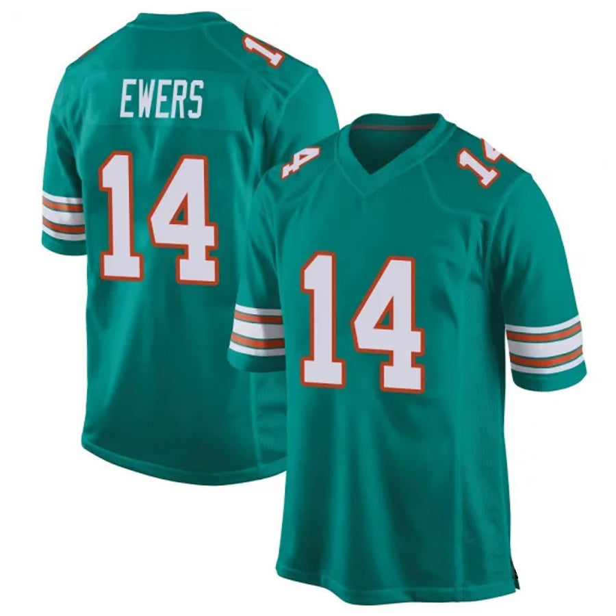 Kdoa M.Dolphins #14 Quinn Ewers Player Aqua Game Stitched Jerseys