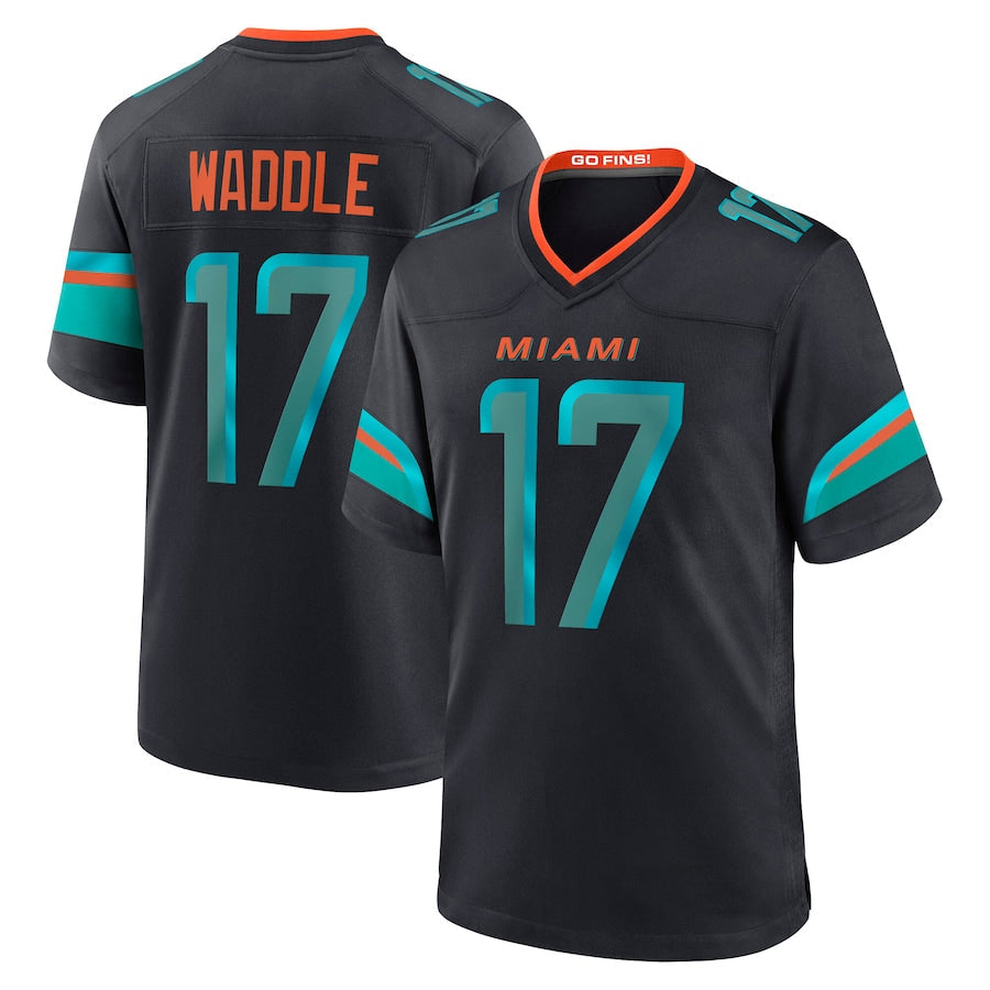 Kdoa M.Dolphins #17 Jaylen Waddle Player Blue Rivalries Collection Game Stitched Jerseys