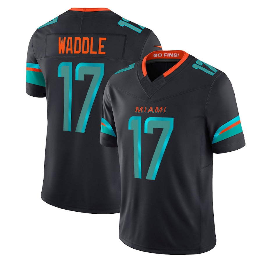 Kdoa M.Dolphins #17 Jaylen Waddle Player Blue Rivalries Collection Vapor Limited Stitched Jerseys