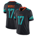 Kdoa M.Dolphins #17 Jaylen Waddle Player Blue Rivalries Collection Vapor Limited Stitched Jerseys