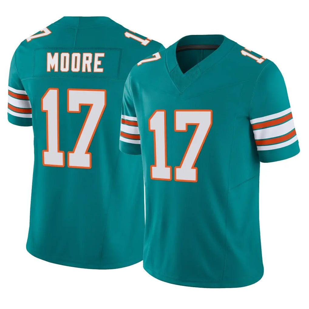 Kdoa M.Dolphins #17 Trey Moore Player Aqua Limited Alternate Vapor F.U.S.E. Home Game Stitched Jerseys