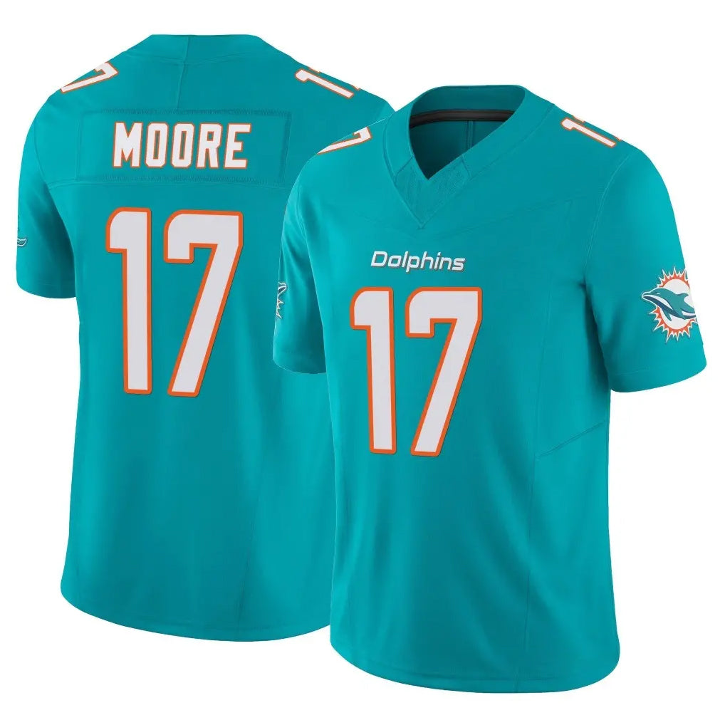 Kdoa M.Dolphins #17 Trey Moore Player Aqua Limited Vapor F.U.S.E. Home Game Stitched Jerseys