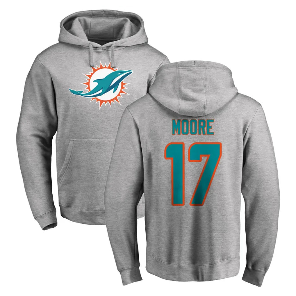 Kdoa M.Dolphins #17 Trey Moore Player Gray LOGO Pullover Hoodies Limited Stitched Jerseys