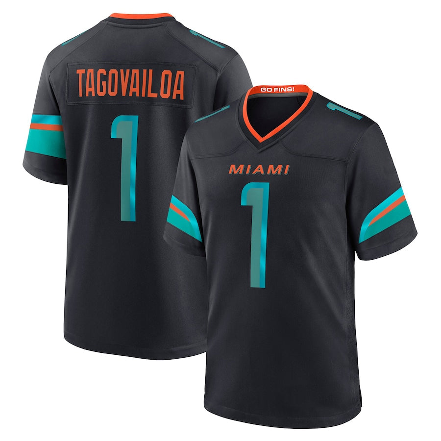 Kdoa M.Dolphins #1 Tua Tagovailoa Player Blue Rivalries Collection Game Stitched Jersey