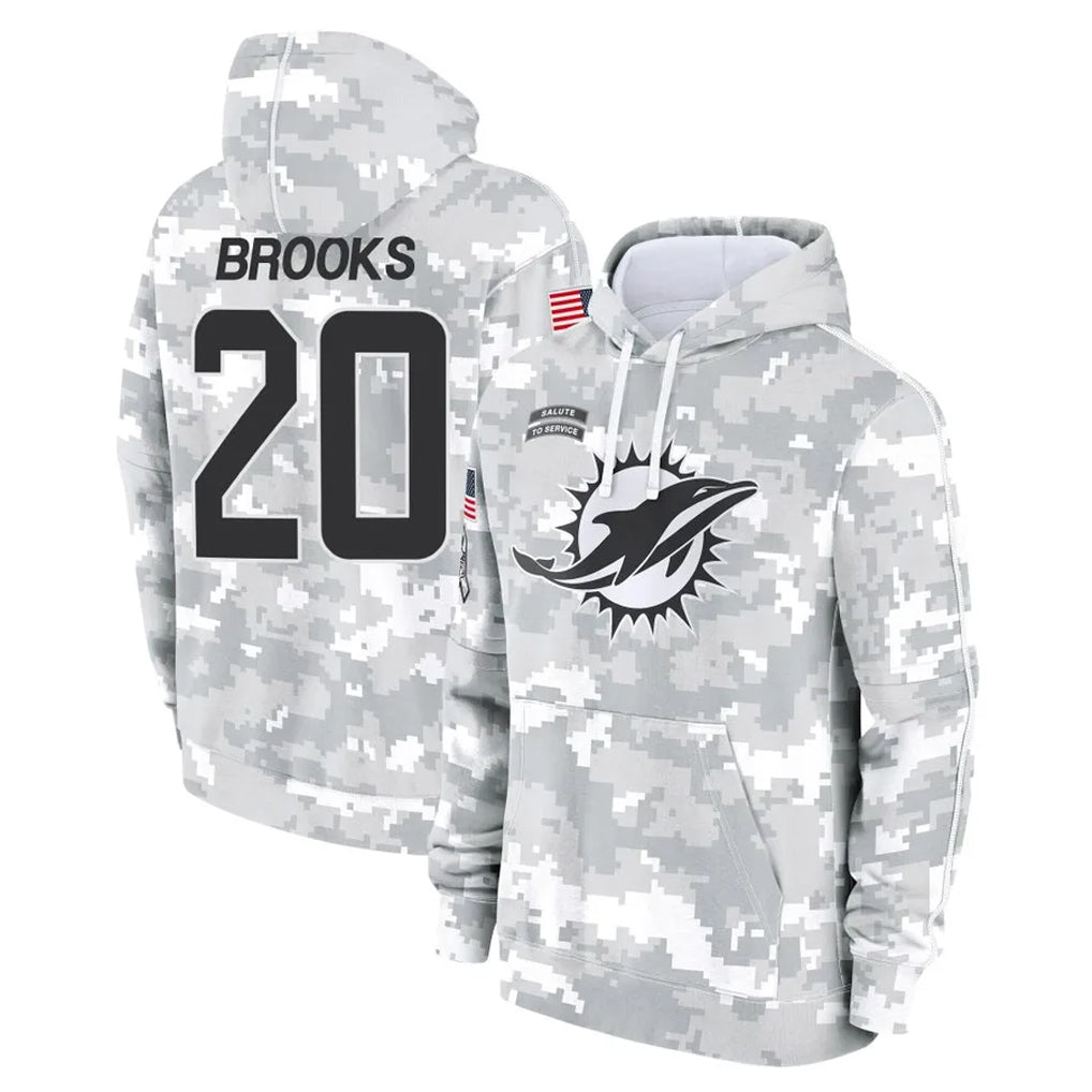 Kdoa M.Dolphins #20 Jordyn Brooks Player Arctic Camo Salute to Service Hoodies Limited Game Stitched Jerseys