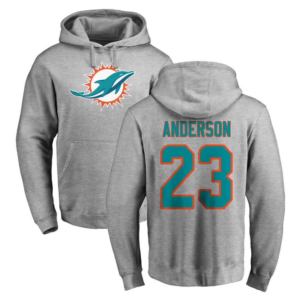 Kdoa M.Dolphins #23 Zayne Anderson Player Gray LOGO Pullover Hoodies Limited Stitched Jerseys