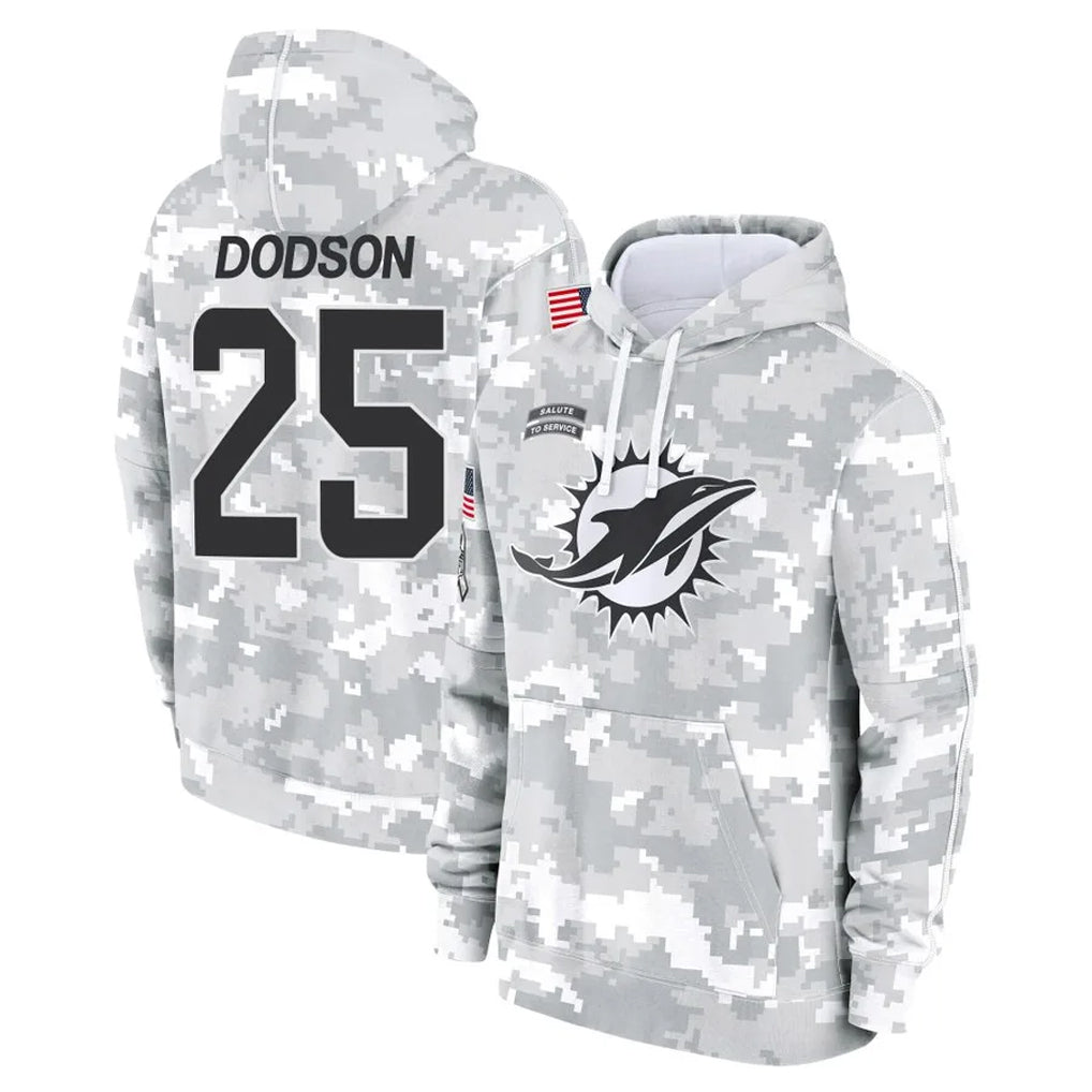 Kdoa M.Dolphins #25 Tyrel Dodson Player Arctic Camo Salute to Service Hoodies Limited Game Stitched Jerseys