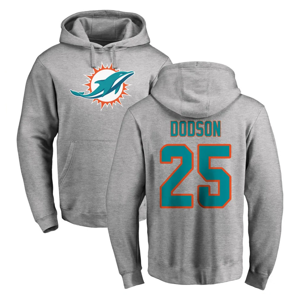 Kdoa M.Dolphins #25 Tyrel Dodson Player Gray LOGO Pullover Hoodies Limited Stitched Jerseys