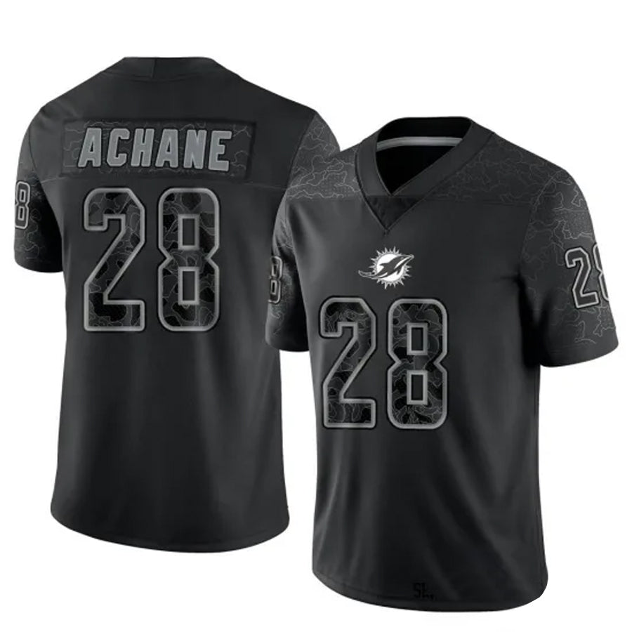 Kdoa M.Dolphins #28 De??£¤Von Achane Player Black RFLCTV Limited Stitched Jerseys