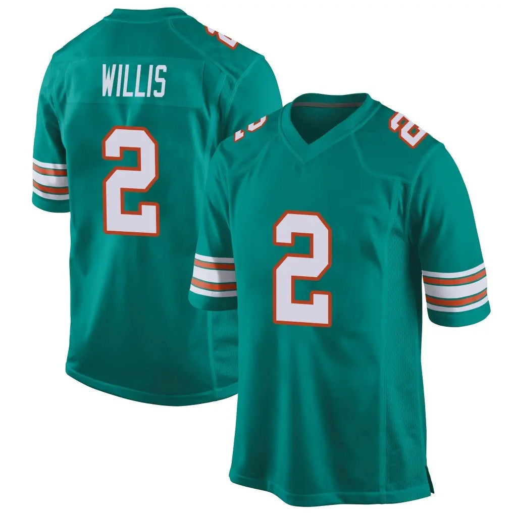 Kdoa M.Dolphins #2 Malik Willis Player Aqua Alternate Home Game Stitched Jerseys
