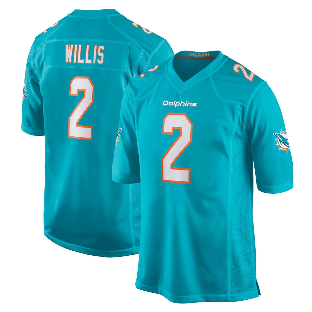 Kdoa M.Dolphins #2 Malik Willis Player Aqua Home Game Stitched Jerseys