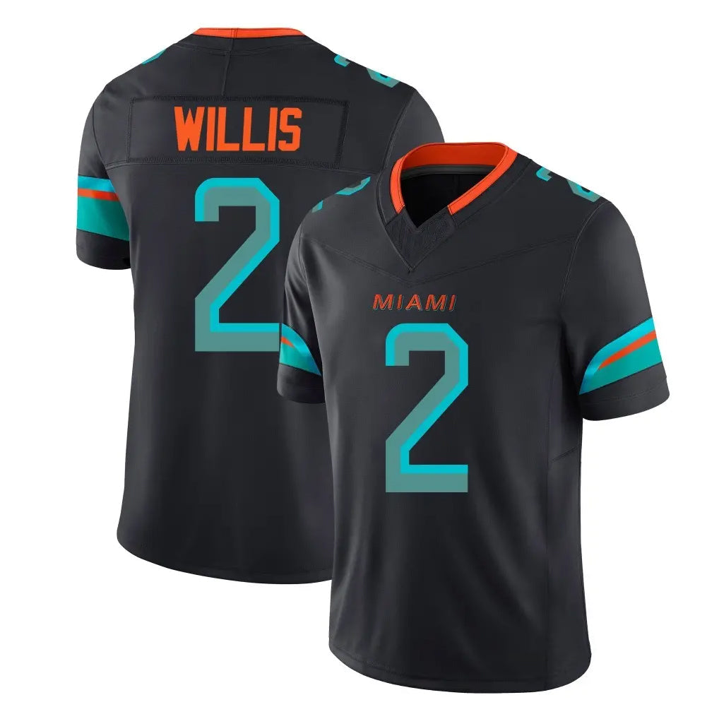 Kdoa M.Dolphins #2 Malik Willis Player Black Limited Pitch Rivalries Collection Home Game Stitched Jerseys