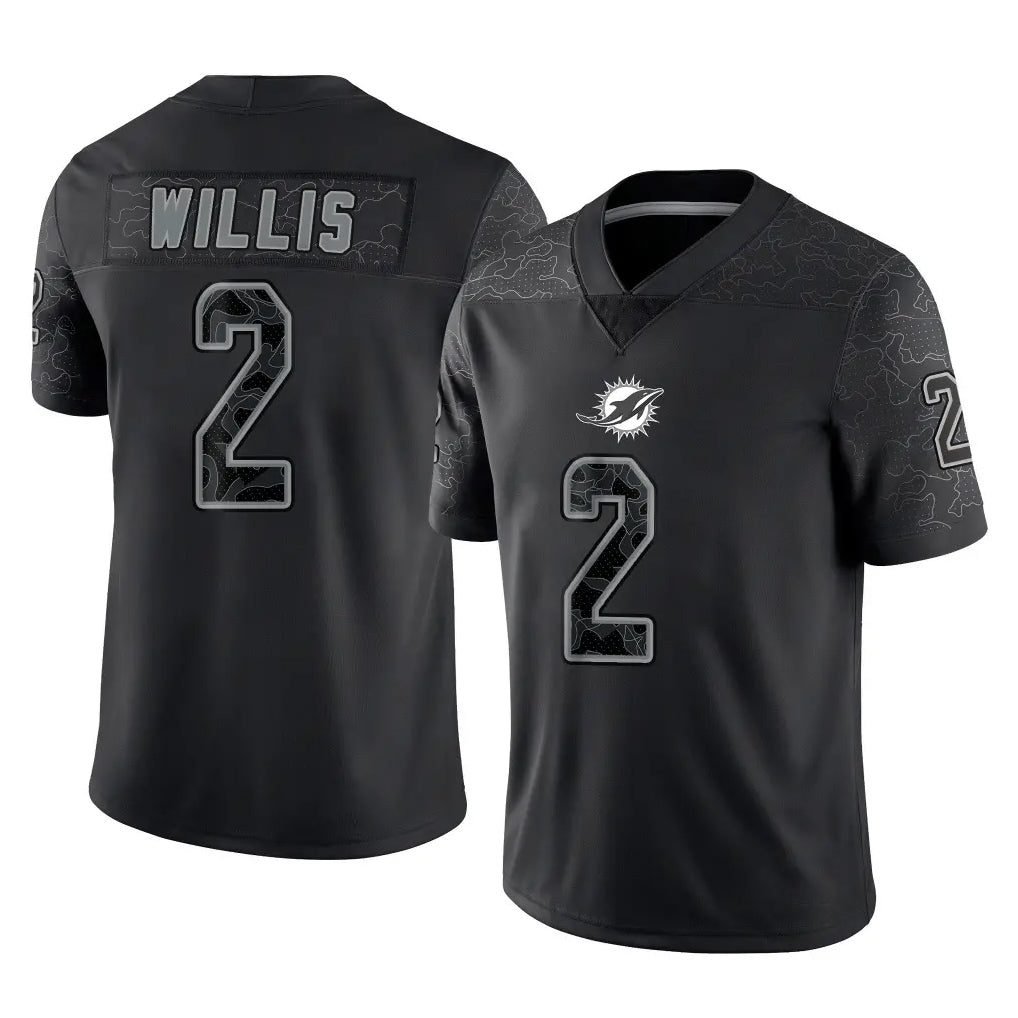 Kdoa M.Dolphins #2 Malik Willis Player Black Reflective Limited Game Stitched Jerseys