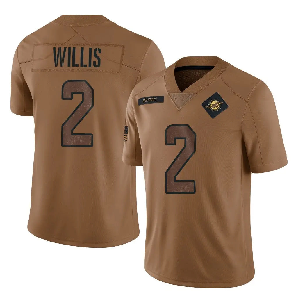 Kdoa M.Dolphins #2 Malik Willis Player Brown Salute To Service Limited Stitched Jerseys