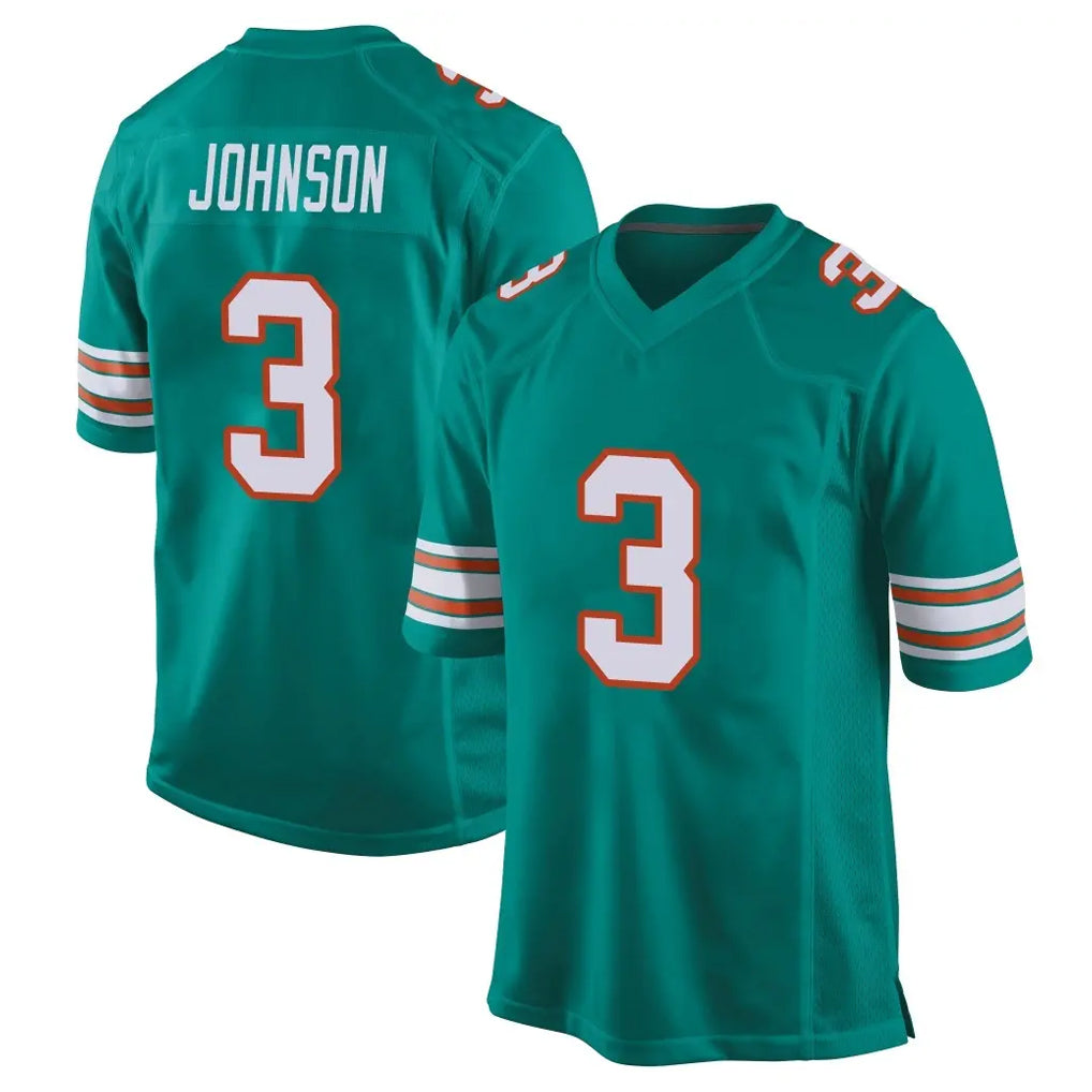 Kdoa M.Dolphins #3 Chris Johnson Player Aqua Alternate Home Game Stitched Jerseys