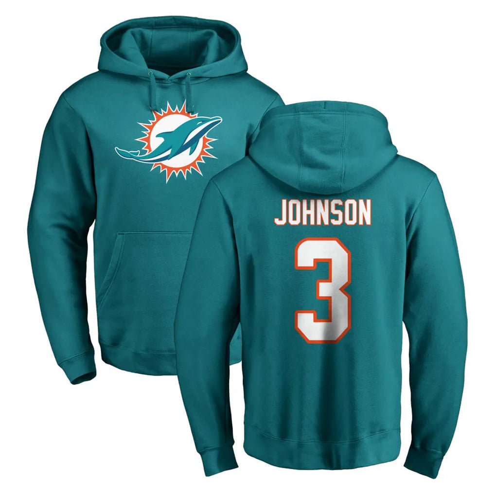 Kdoa M.Dolphins #3 Chris Johnson Player Aqua LOGO Pullover Hoodies Limited Stitched Jerseys