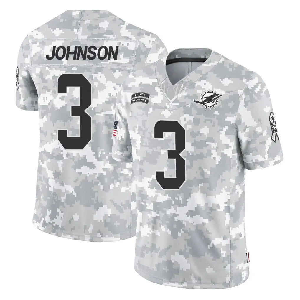 Kdoa M.Dolphins #3 Chris Johnson Player Arctic Camo Salute To Service Limited Game Stitched Jerseys