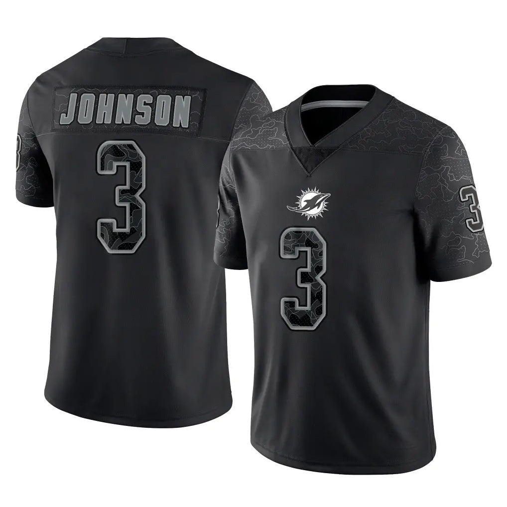Kdoa M.Dolphins #3 Chris Johnson Player Black Reflective Limited Game Stitched Jerseys