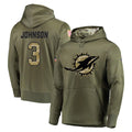 Kdoa M.Dolphins #3 Chris Johnson Player Olive Salute to Service Pullover Hoodies Home Game Stitched Jerseys