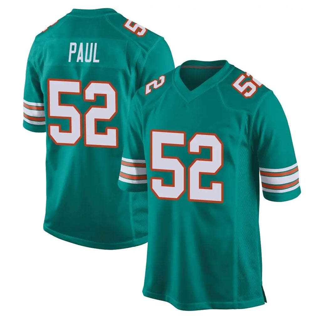 Kdoa M.Dolphins #52 Patrick Paul Player Aqua Alternate Home Game Stitched Jerseys