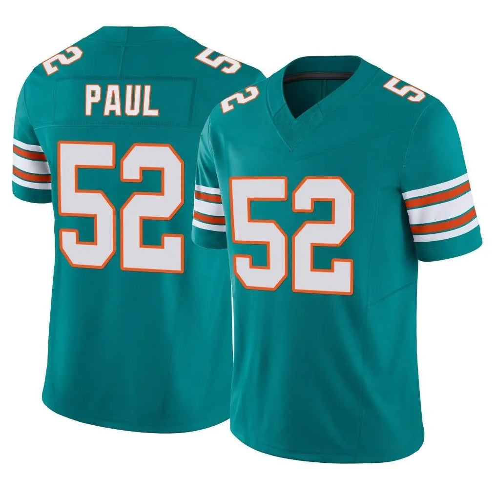 Kdoa M.Dolphins #52 Patrick Paul Player Aqua Limited Alternate Vapor F.U.S.E. Home Game Stitched Jerseys