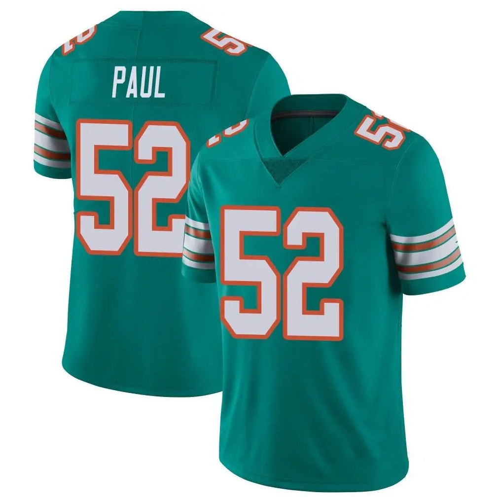 Kdoa M.Dolphins #52 Patrick Paul Player Aqua Limited Alternate Vapor Untouchable Home Game Stitched Jerseys