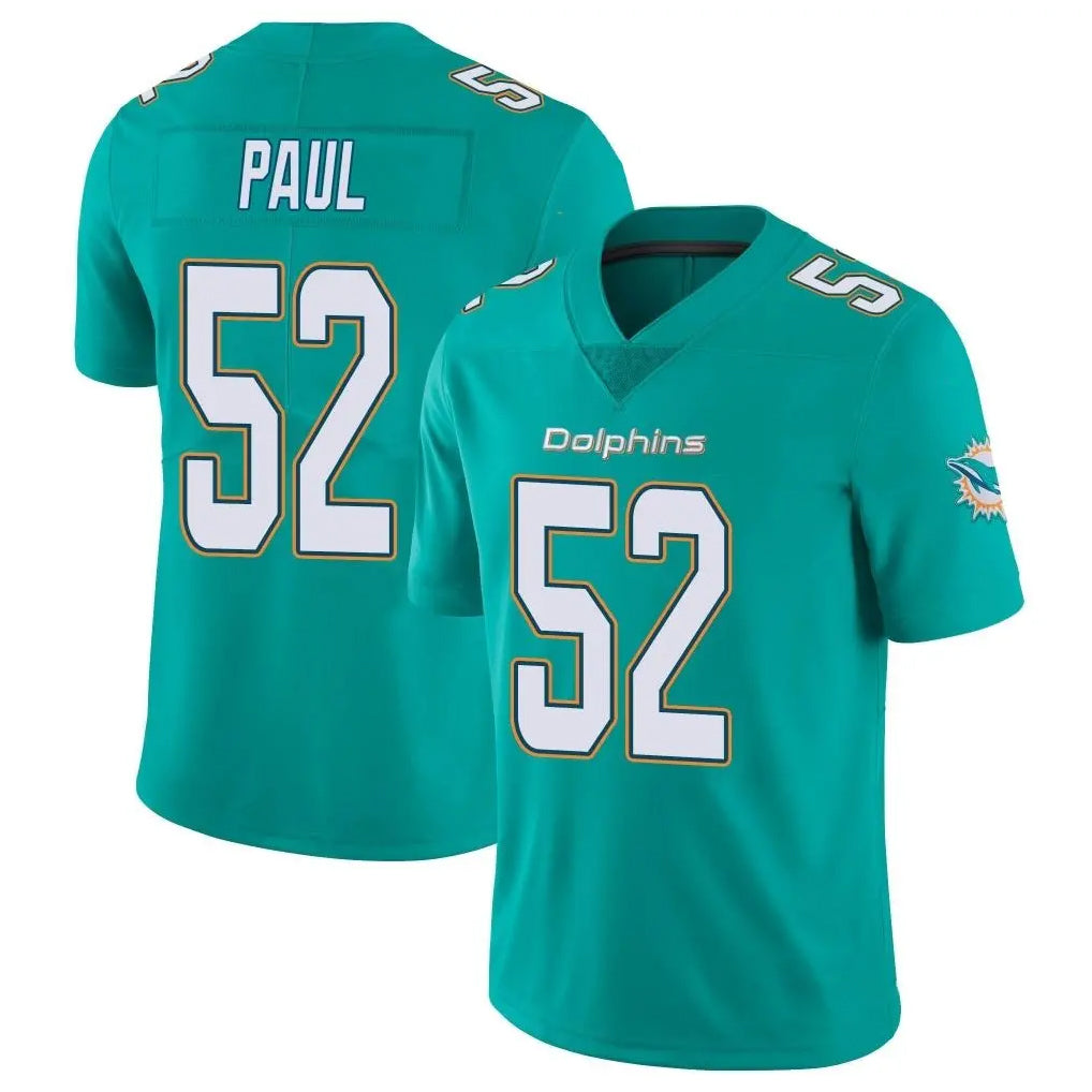 Kdoa M.Dolphins #52 Patrick Paul Player Aqua Limited Vapor Untouchable Home Game Stitched Jerseys