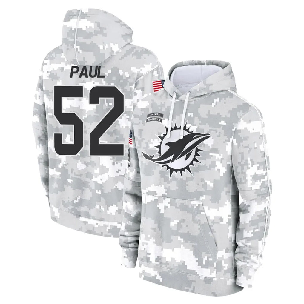 Kdoa M.Dolphins #52 Patrick Paul Player Arctic Camo Salute to Service Hoodies Limited Game Stitched Jerseys