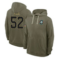 Kdoa M.Dolphins #52 Patrick Paul Player Olive Salute to Service Pullover Hoodies Limited Stitched Jerseys